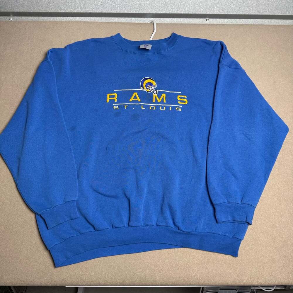 Vintage St. Louis Rams NFL Football Embroidered Blue Sweatshirt